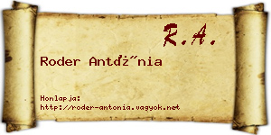 Roder Antónia névjegykártya